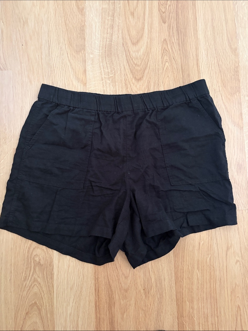 J. Crew Black High-Waist Linen Shorts